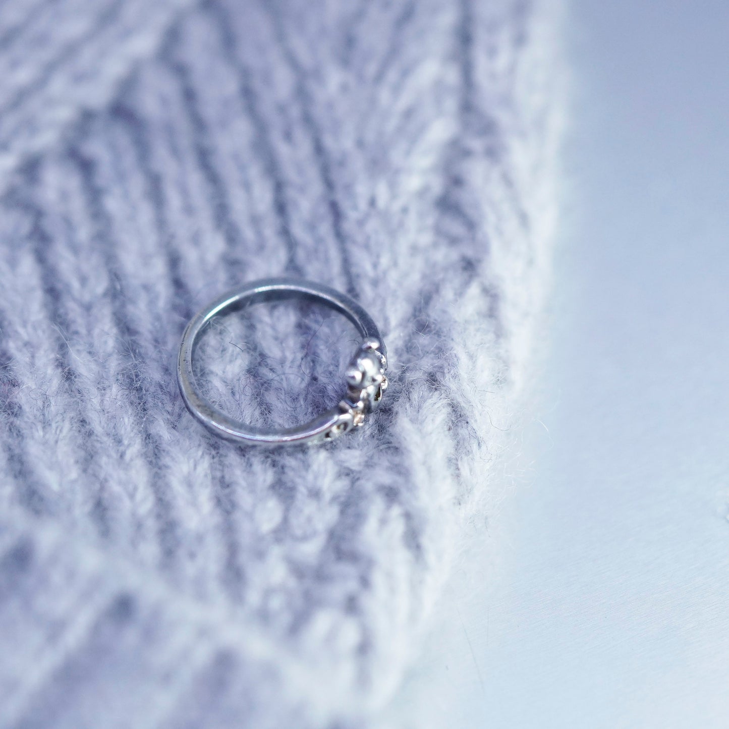 Size 2.5, vintage Sterling 925 silver handmade ring with teddy bear