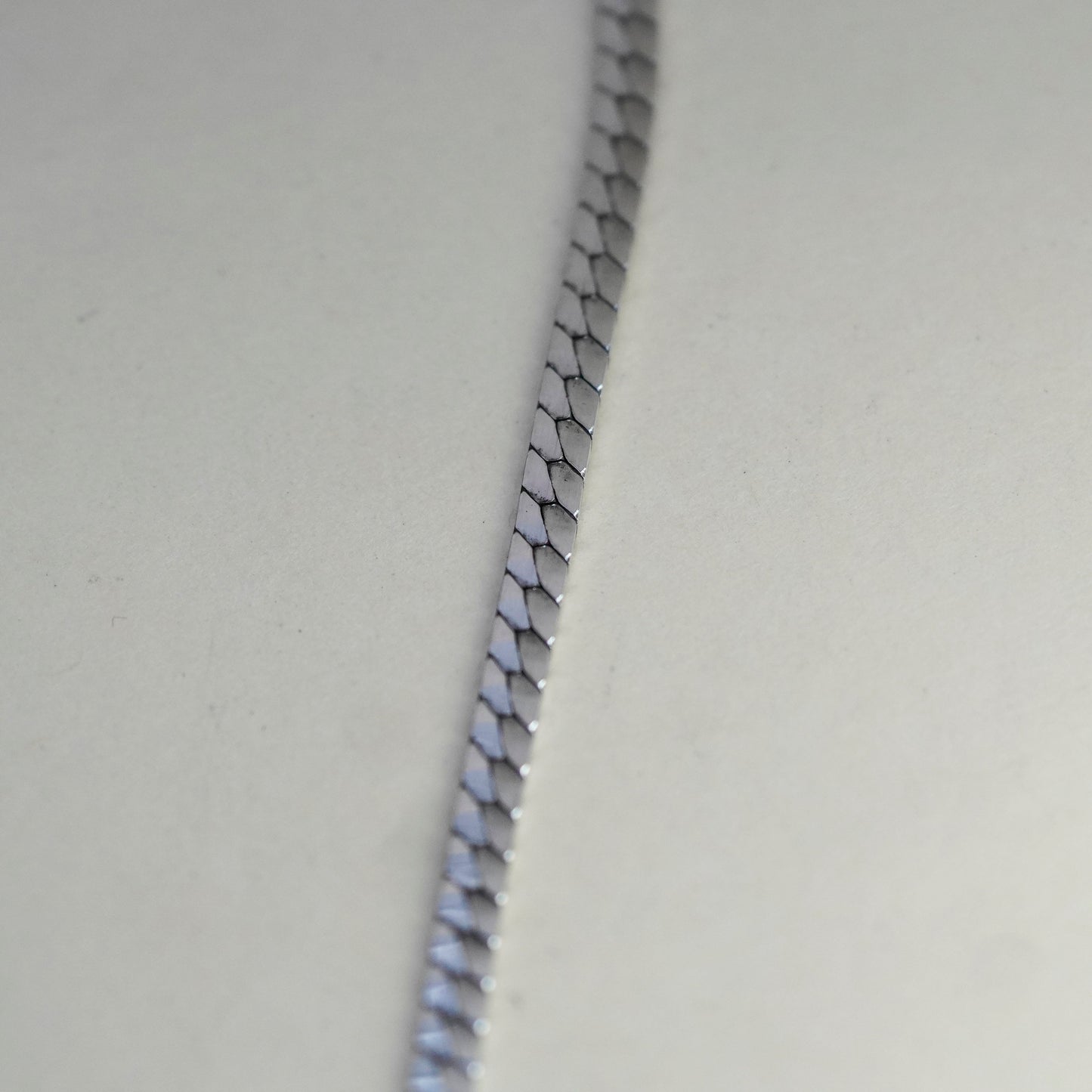 20”, Vintage Mexico sterling silver handmade necklace, flatten 925 nugget chain