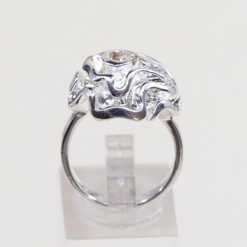 Sz 7, Vtg carolyn pollack Sterling 925 Silver Handmade Rose Bud Flower Band Ring