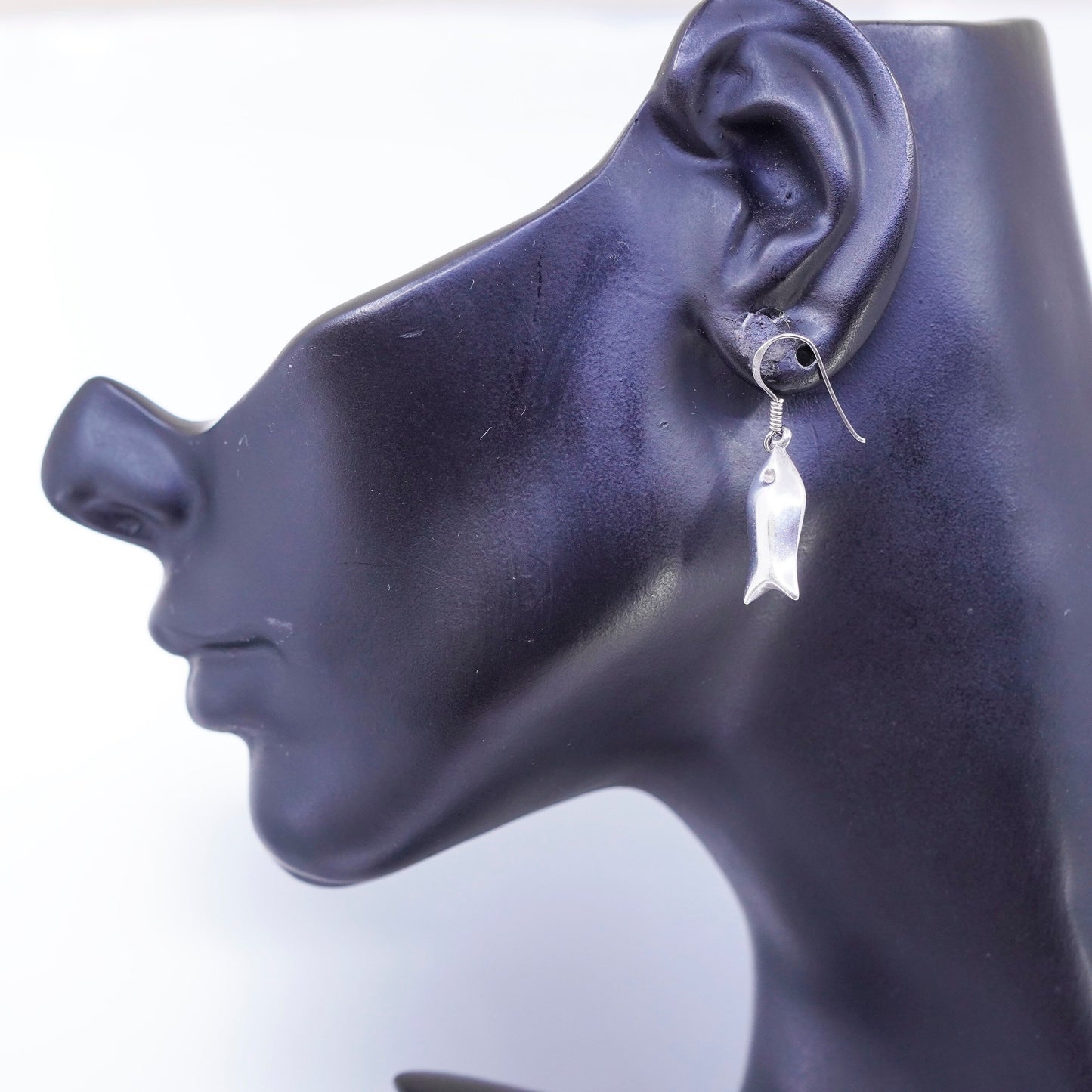 Vintage Sterling 925 silver fish earrings