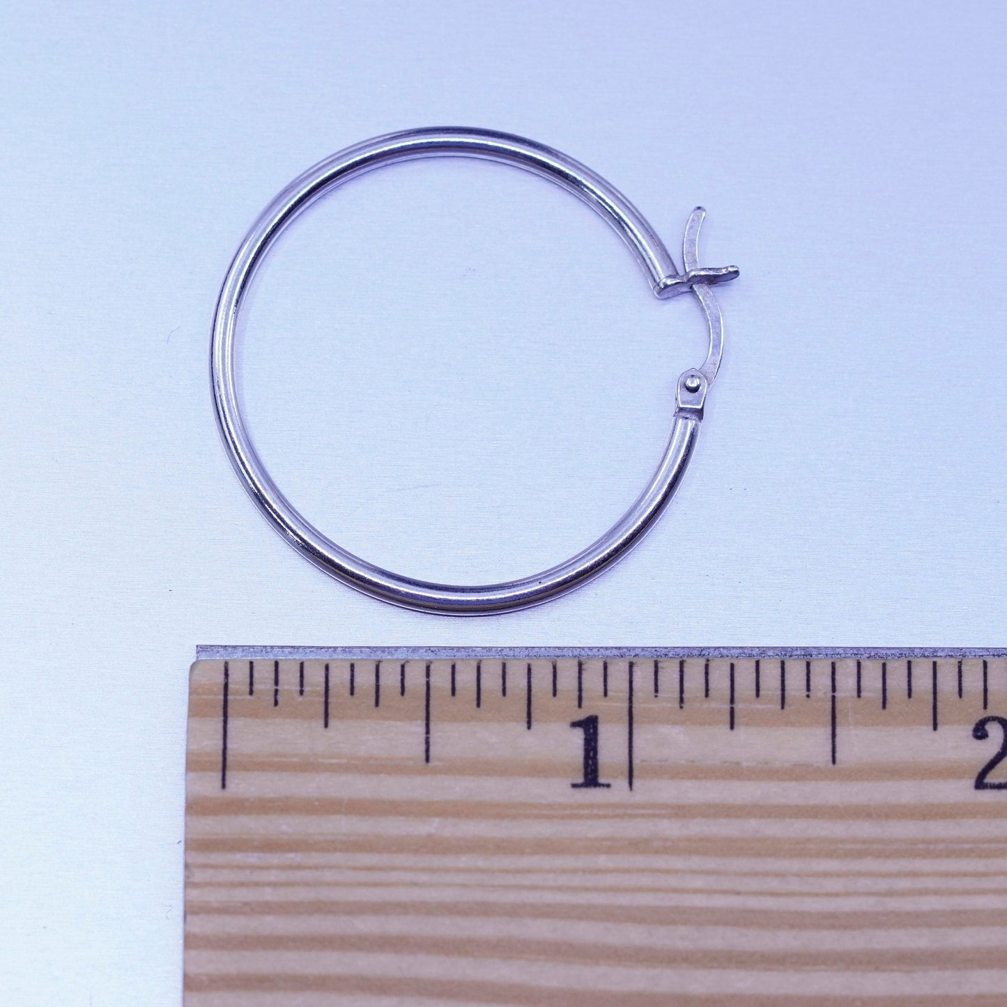 1.25”, vintage Sterling silver handmade earrings, 925 simple hoops