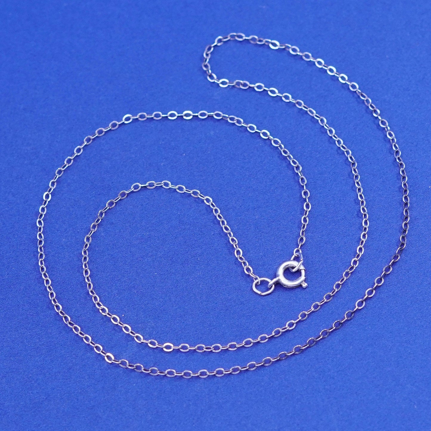 18”, 1mm, vintage Sterling silver handmade necklace, 925 flatten circle chain