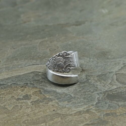 Sz 6, Vtg Handmade Sterling Silver Spoon Ring, Band