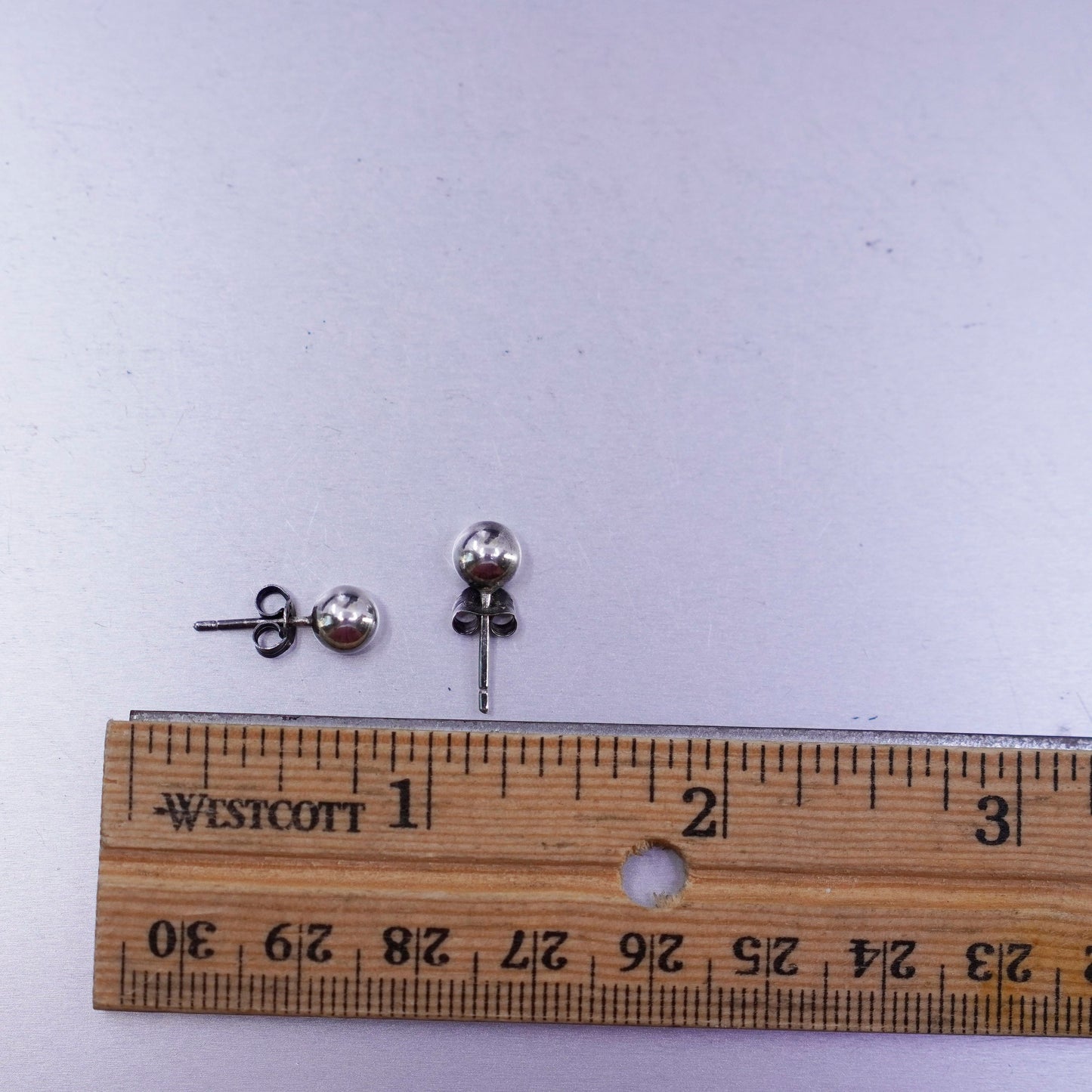 5mm, Vintage Sterling 925 silver handmade earrings, bead studs