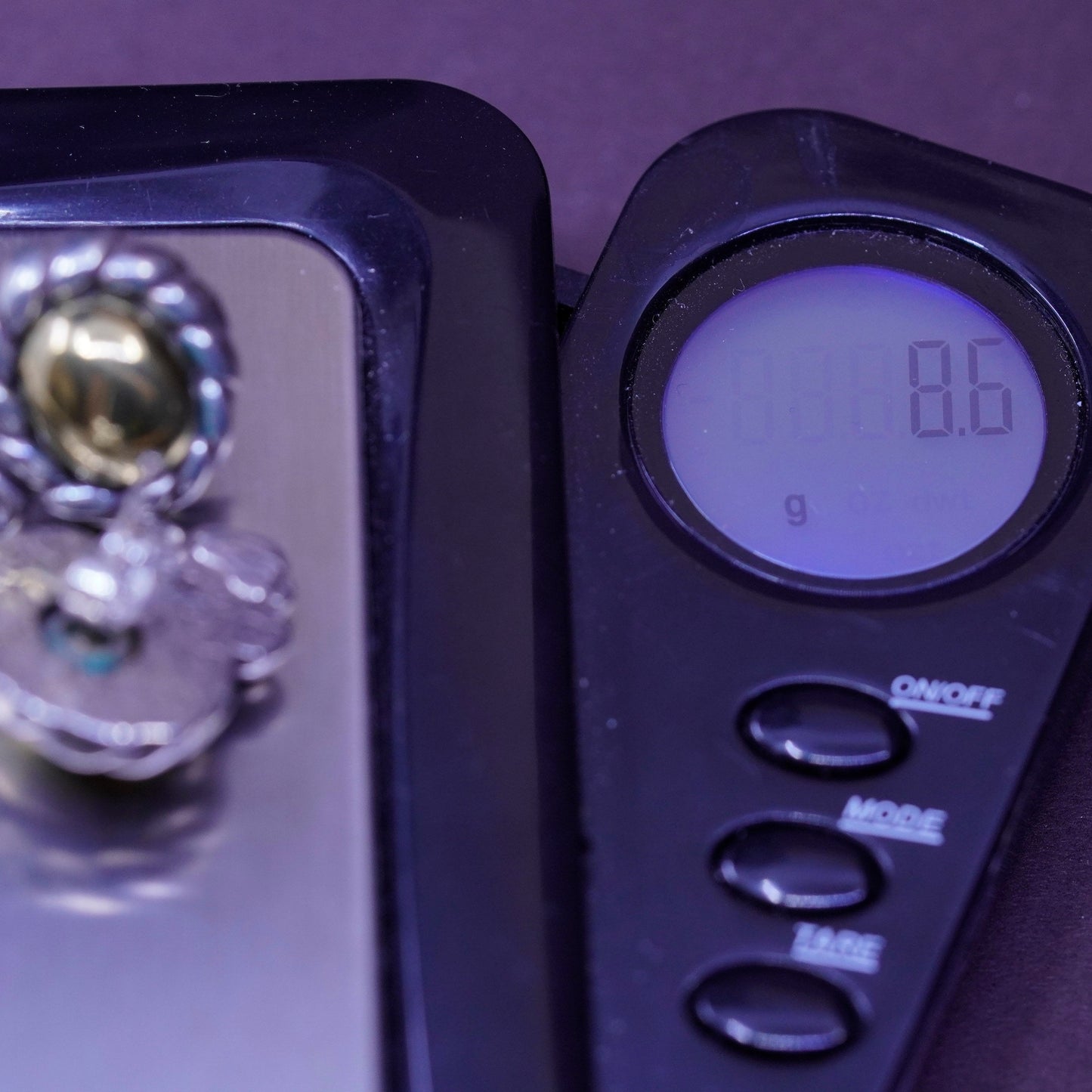 Vintage Brighton B two tone earrings, silver tone cable with brass