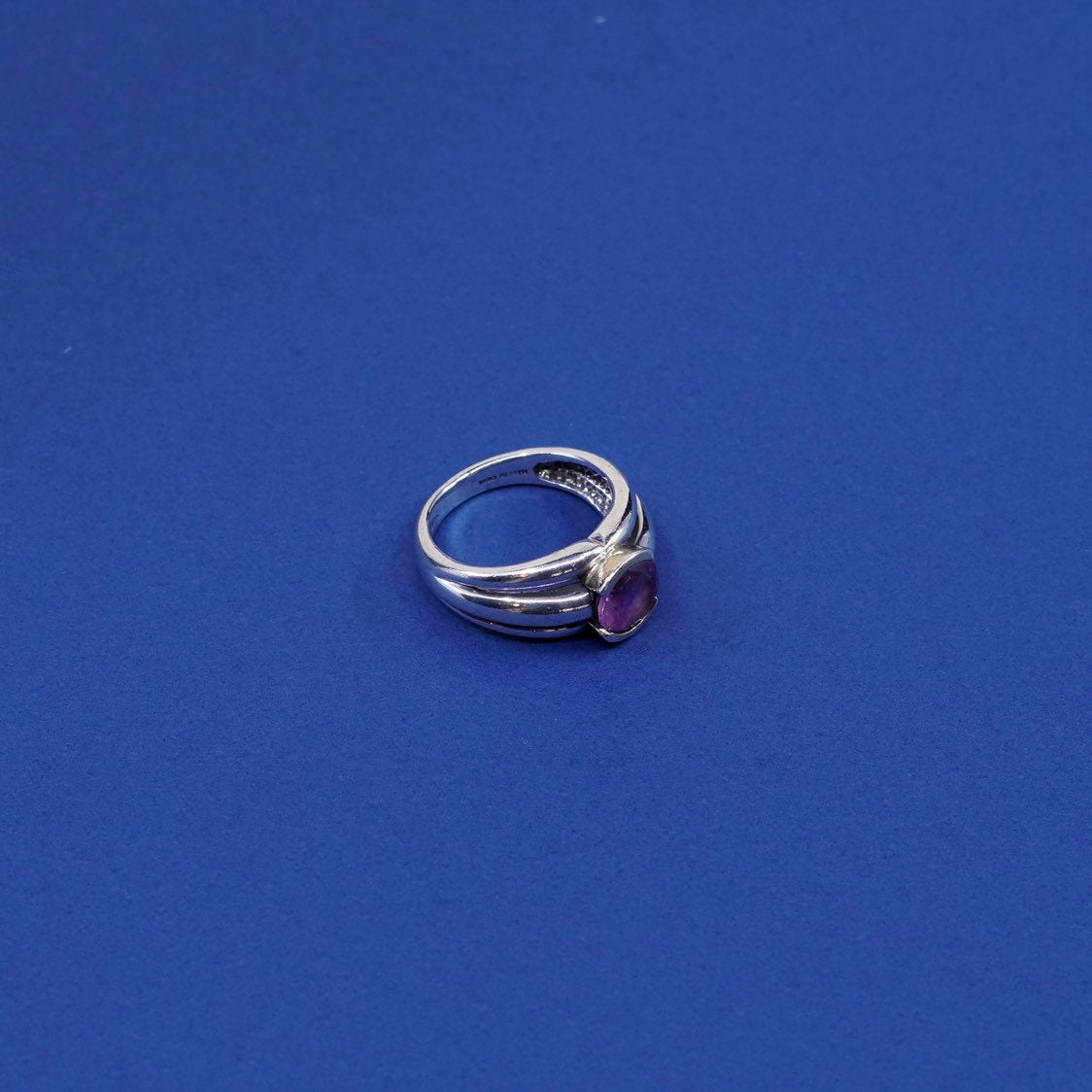 sz 8.5, vtg Sterling silver handmade 925 w/ amethyst ring