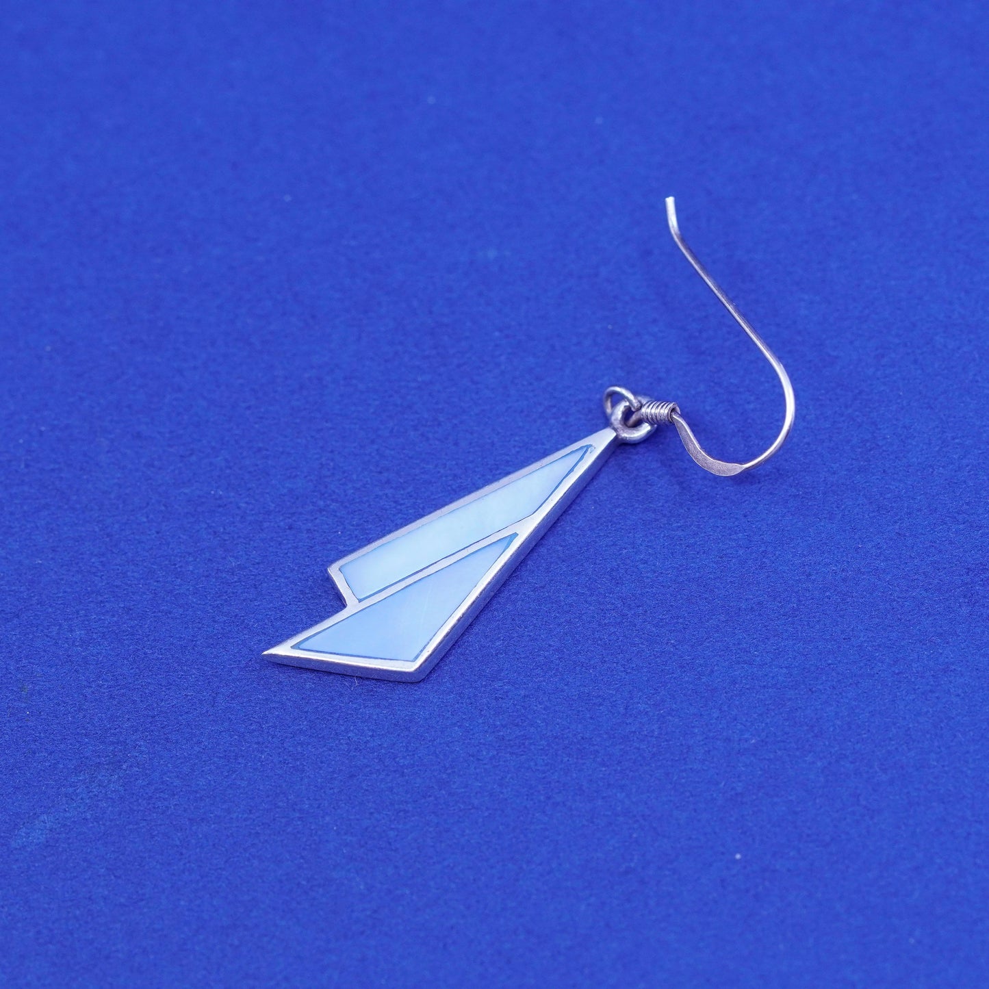 Vintage Sterling silver handmade earrings, 925 drops with blue mother of pearl