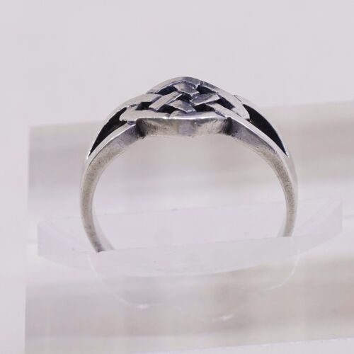 Sz 6.75, Vtg Sterling Silver Handmade Ring, Woven Braided 925 Band, Silver Test