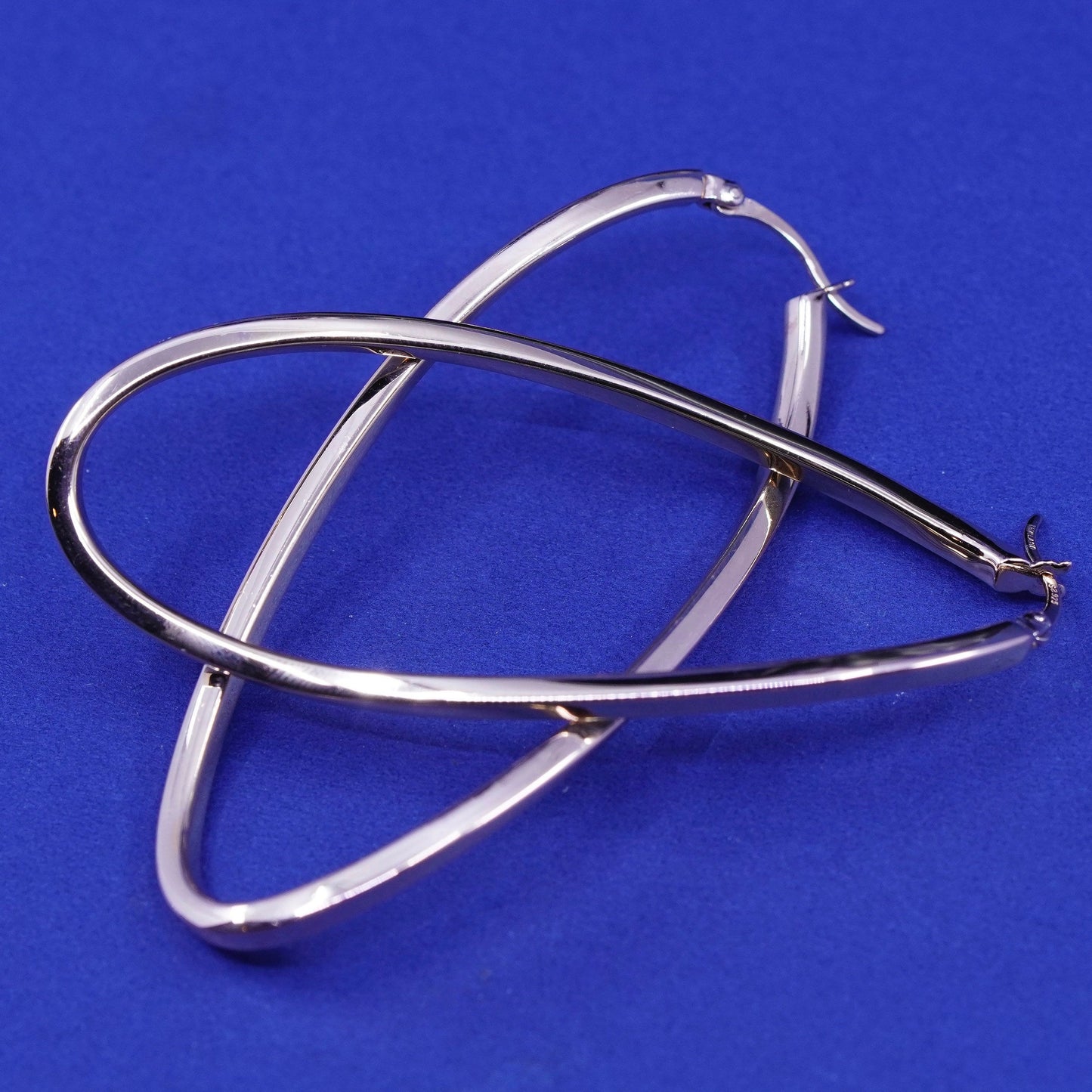 2.5”, vermeil gold filled Sterling silver handmade earrings huge oval 925 hoops