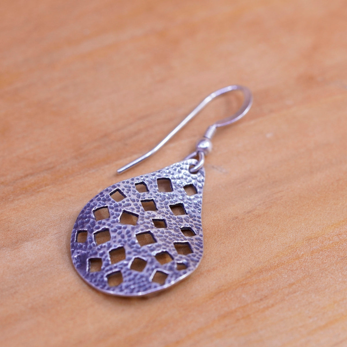 Vintage Sterling silver handmade earrings, filigree 925 teardrop drops
