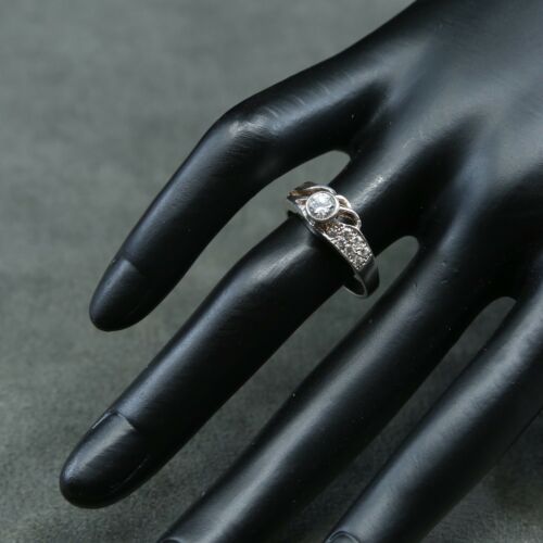 Sz 7, vintage Sterling Ring, 925 Silver wing W/ cluster Crystal