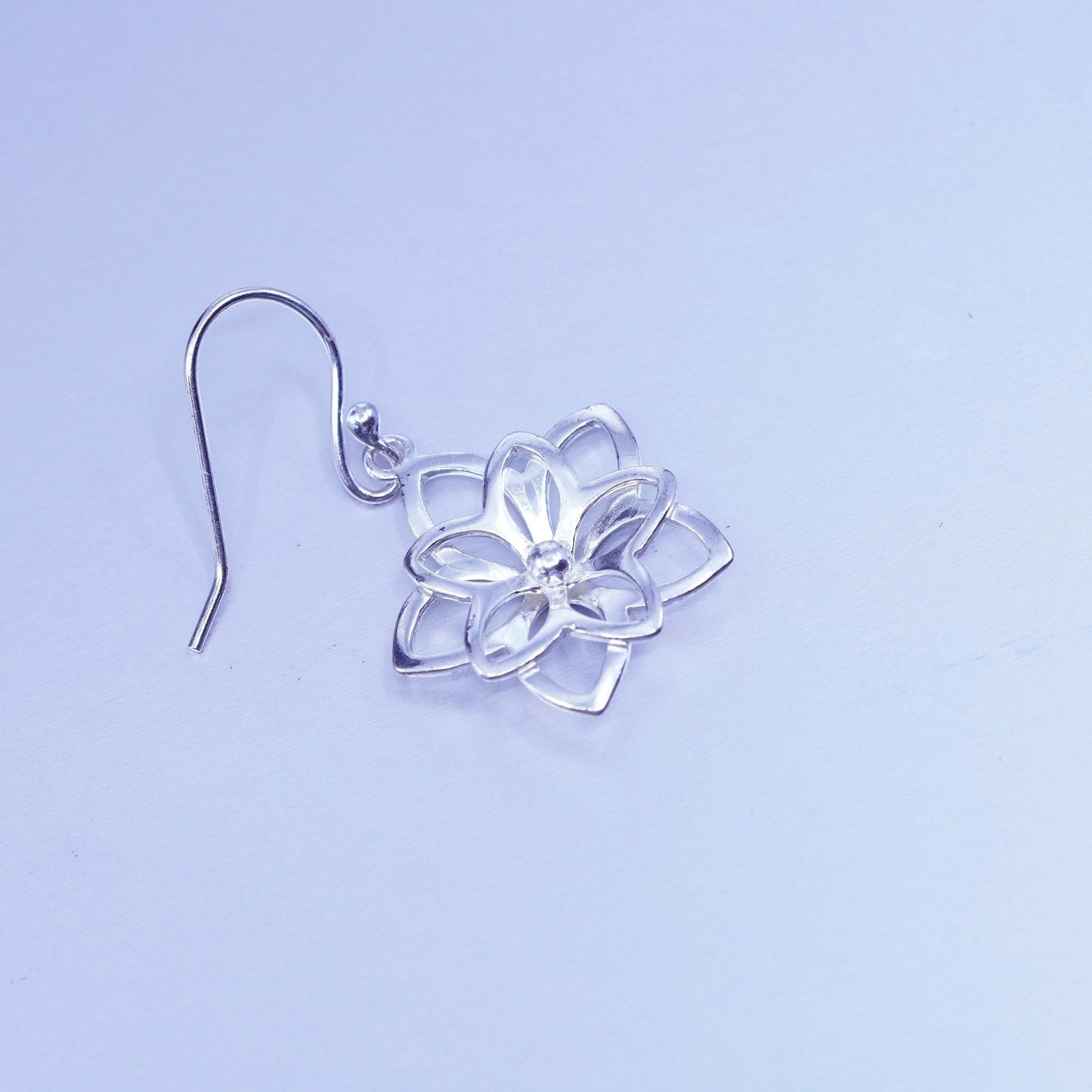 Vintage Sterling 925 silver handmade filigree flower earrings