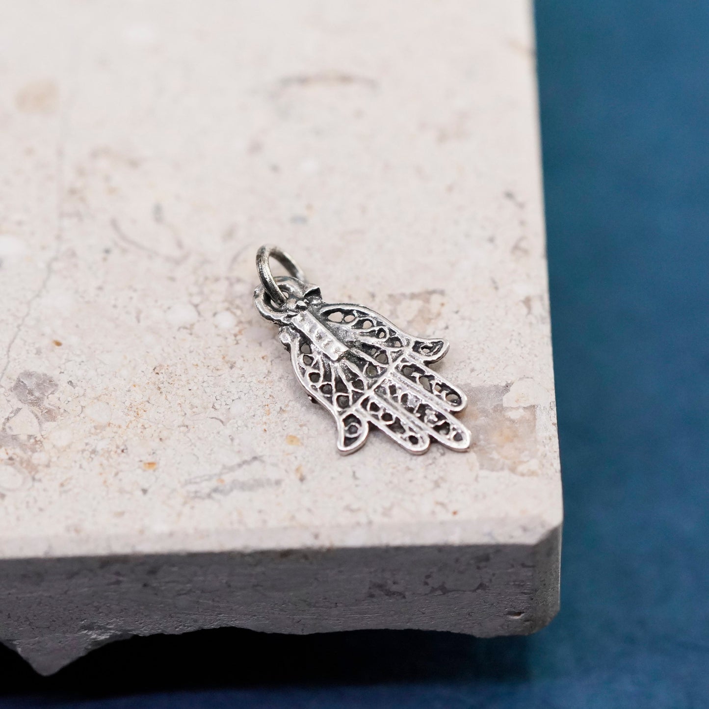 vtg sterling Silver Handmade Pendant, Native American 925 hand charm turquoise