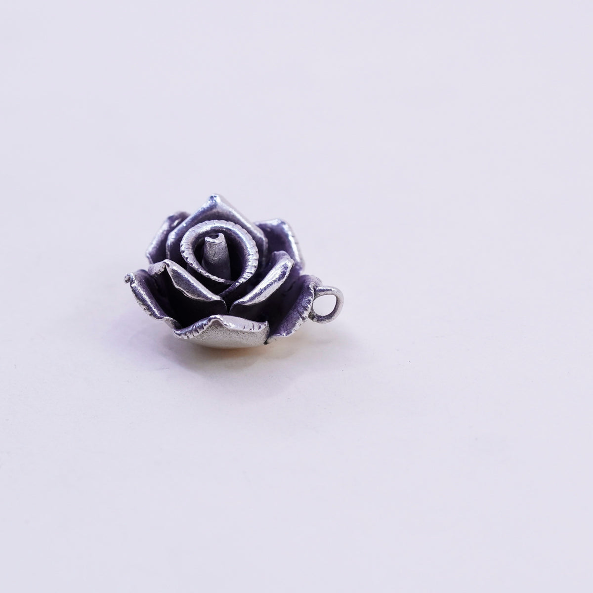 Vintage Mexico Sterling silver handmade pendant, 925 3D rose flower