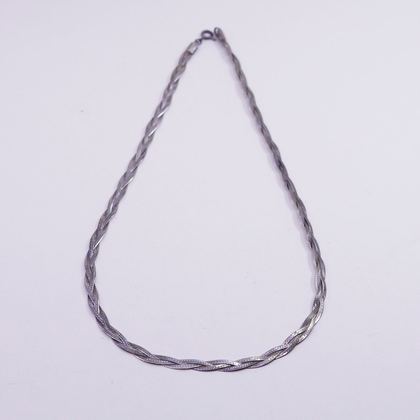 18”, Italy 3 Strands 925 Sterling Silver Woven Braided Herringbone necklace