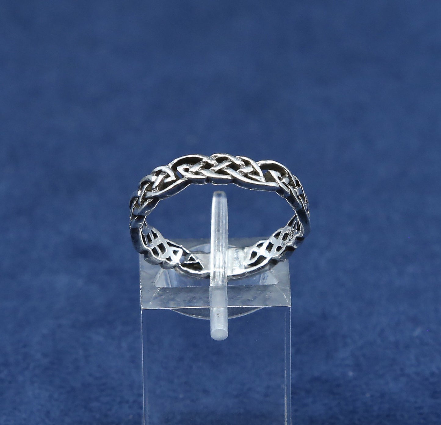 sz 7.75, vtg Sterling silver handmade band, 925 ring w/ woven