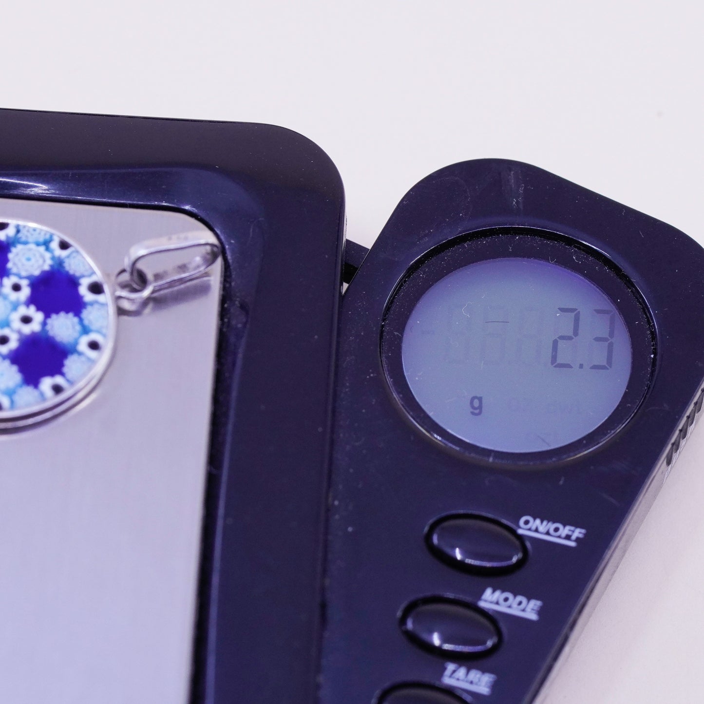 Italy sterling 925 silver handmade artisan blue murano floral glass pendant