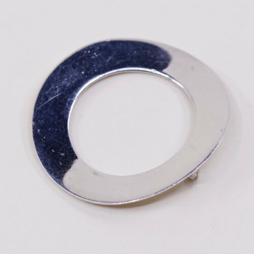 Vintage Sterling Silver Handmade Pendant, Modern 925 Circle Pendant