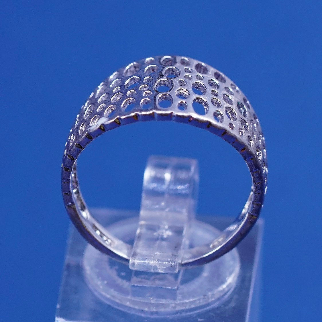 sz 7, vtg Sterling silver handmade ring, 925 band w/ filigree