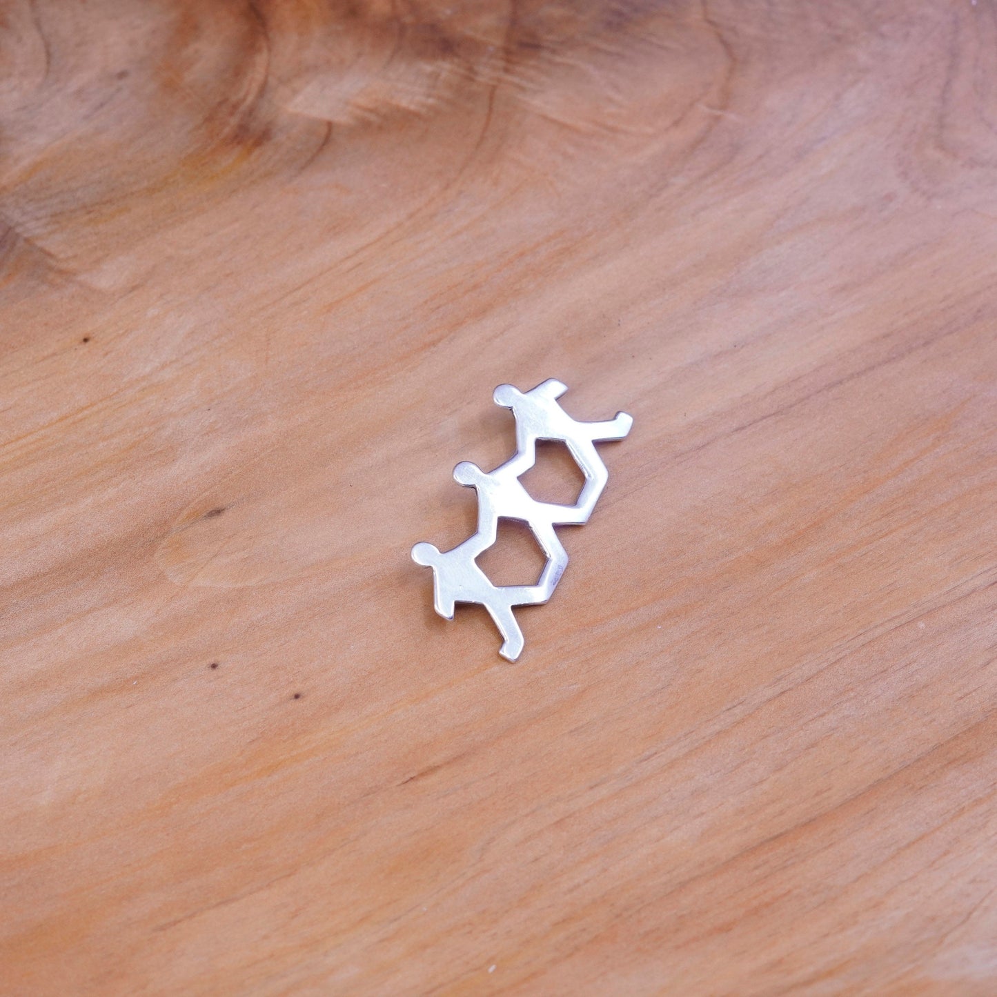 Vintage handmade sterling 925 silver figures brooch, stamped RL Sterling