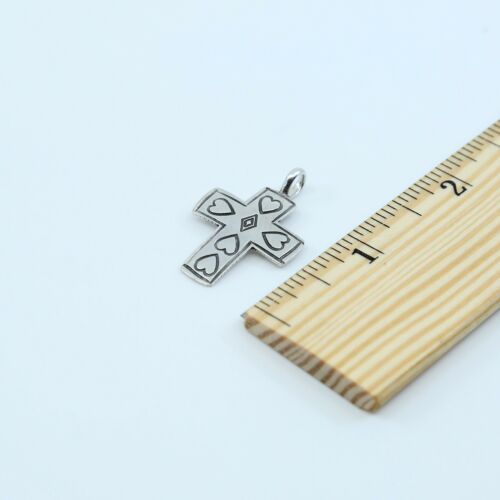 Vintage Sterling Silver Handmade Pendant, 925 silver cross W/ Heart
