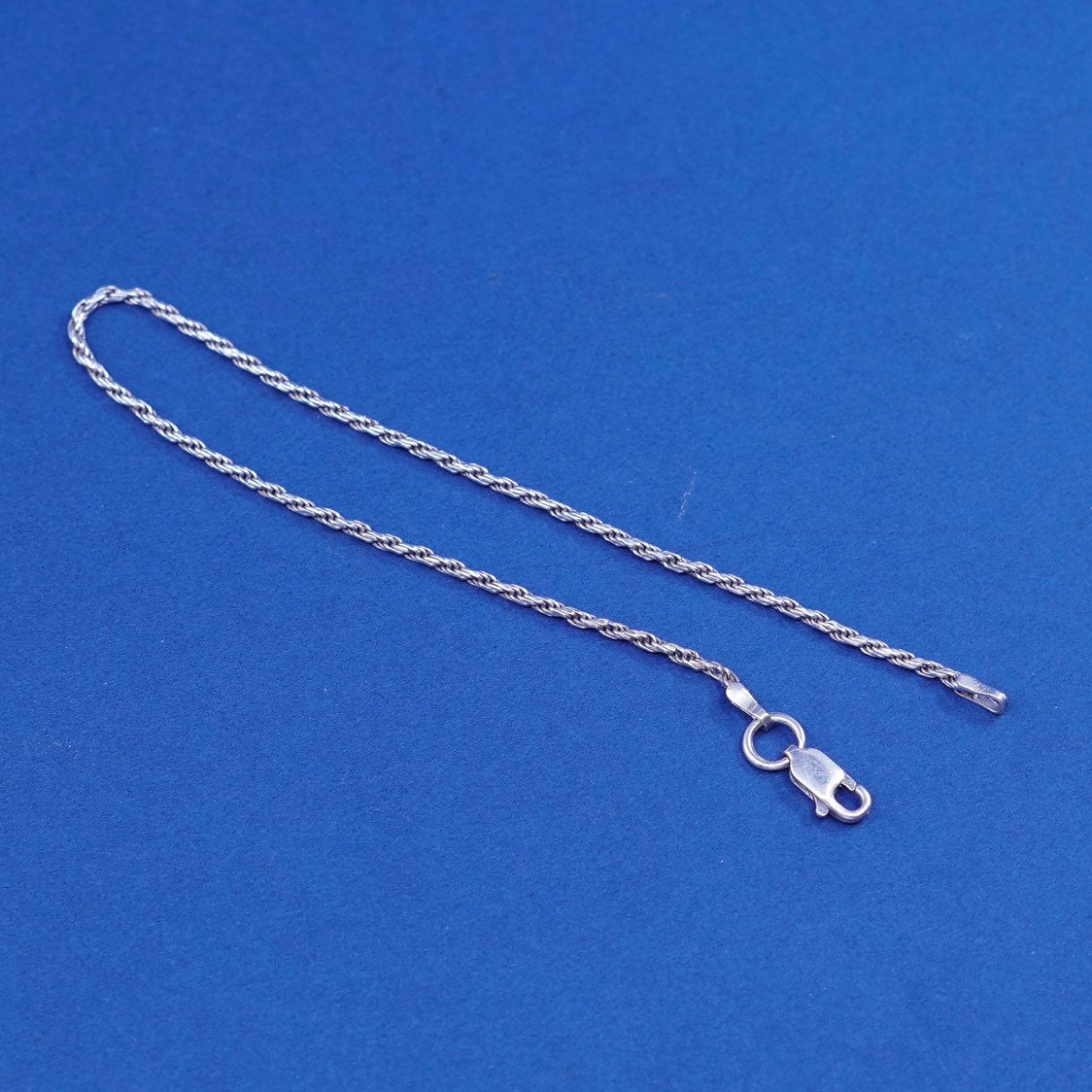 7.75", vtg sterling silver handmade bracelet, Italy 925 French rope chain