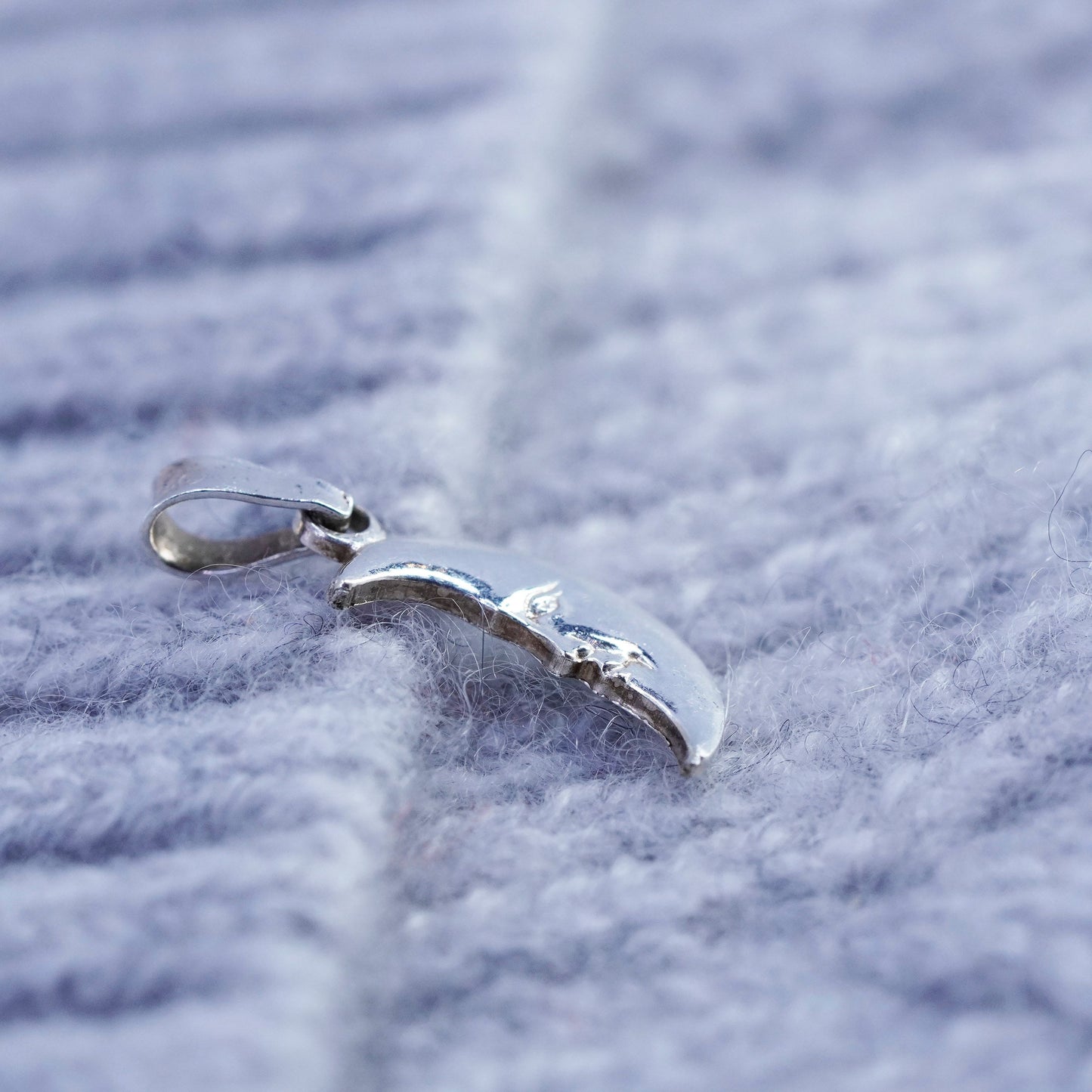 Vintage Sterling silver handmade 925 moon face charm pendant