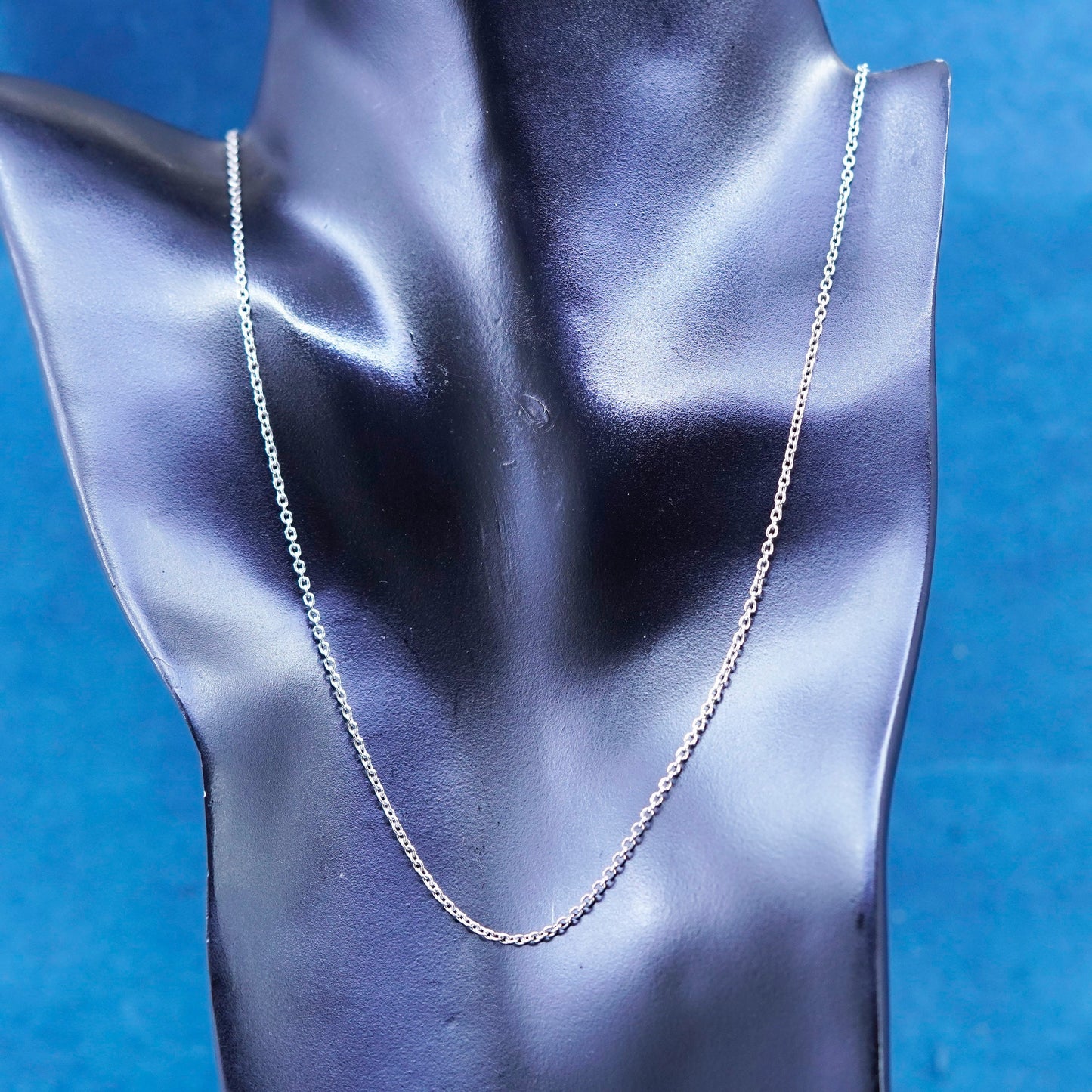 19”, 1mm, vintage Italian Sterling silver handmade necklace, 925 circle chain