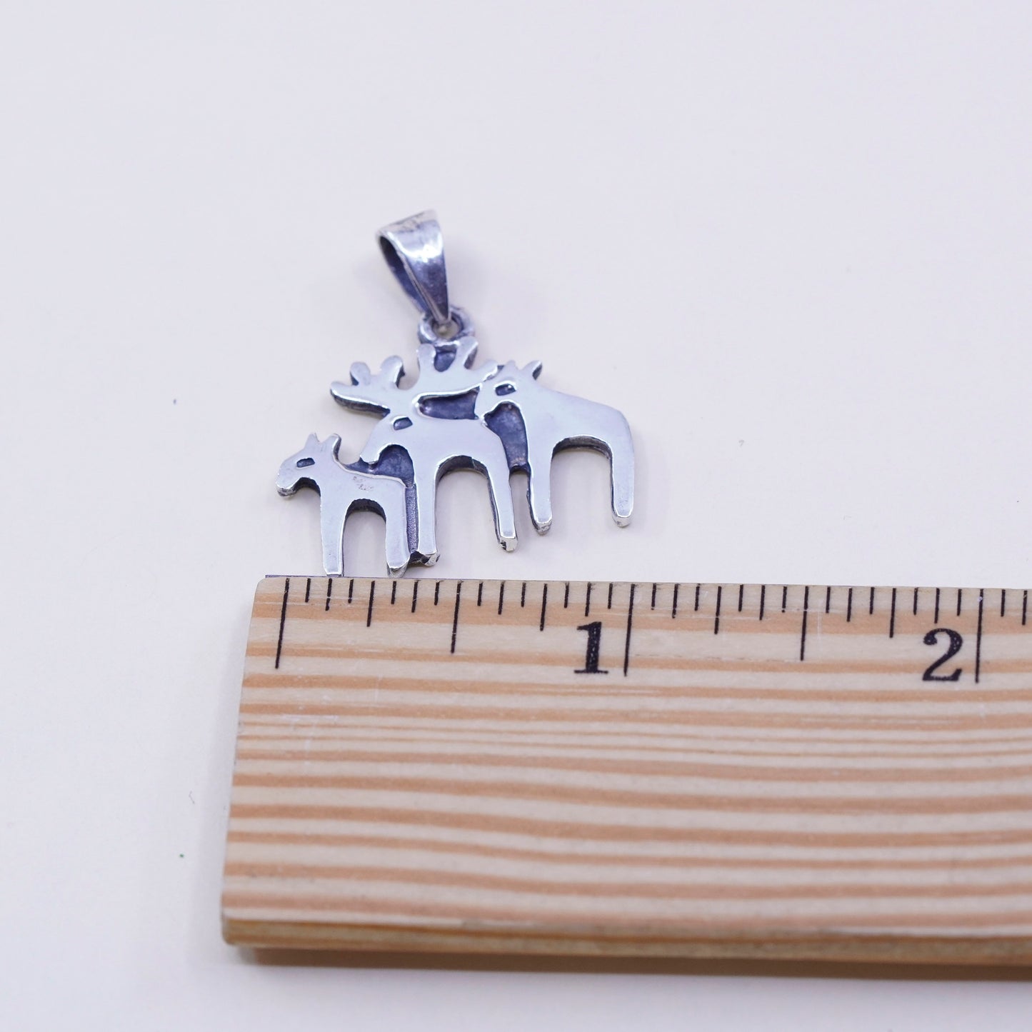 Vintage sterling silver handmade pendant, Native American 925 elk deer