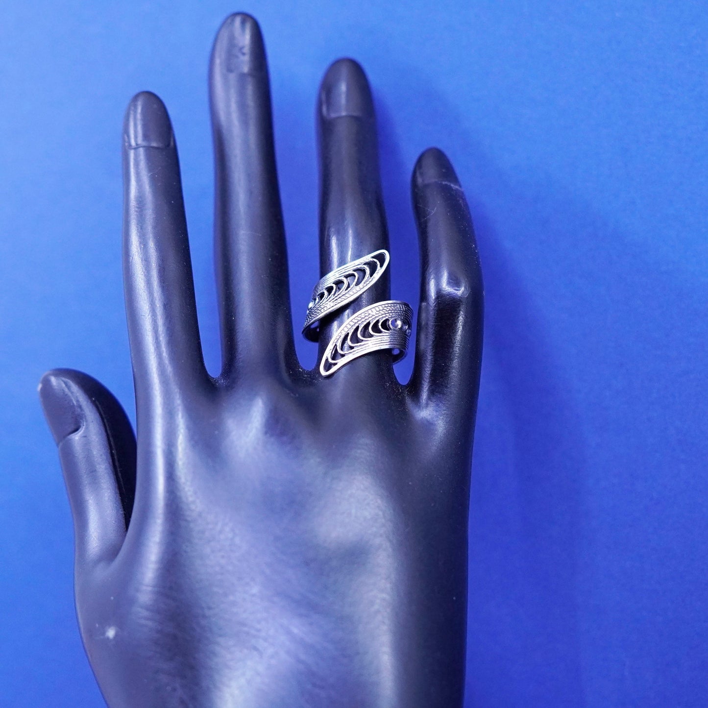Size adjustable, vintage Sterling silver handmade ring, 925 filigree band