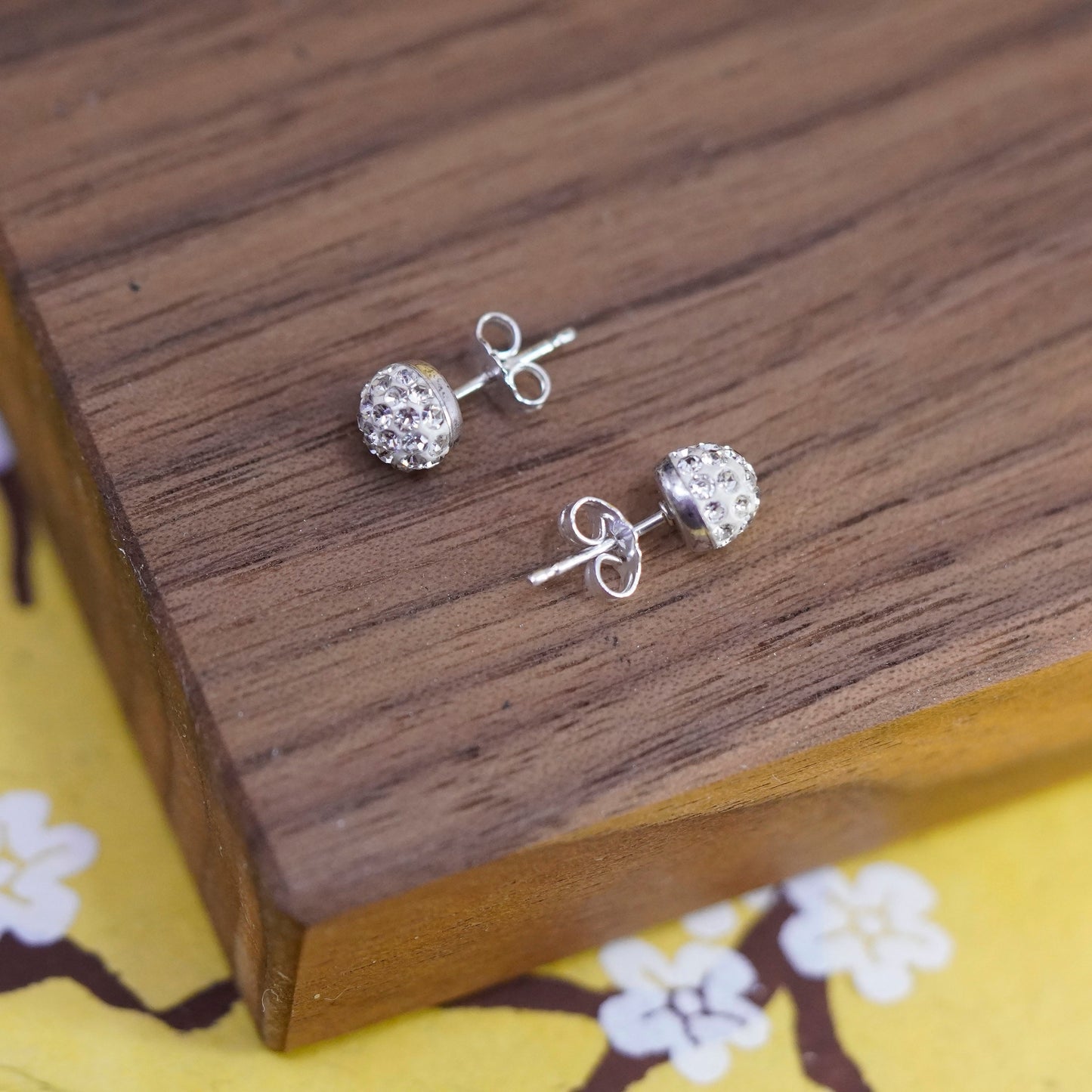 Vintage Sterling 925 silver cluster Cz studs, Swarovski earrings