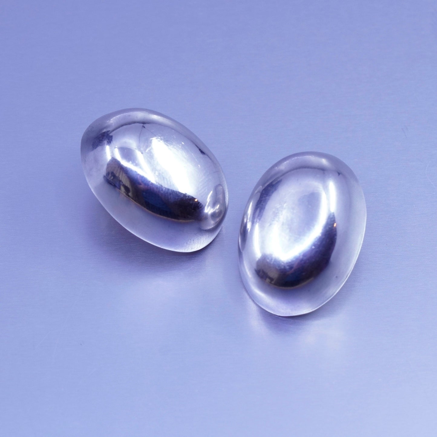Vintage modern Sterling 925 silver handmade earrings, oval clip on