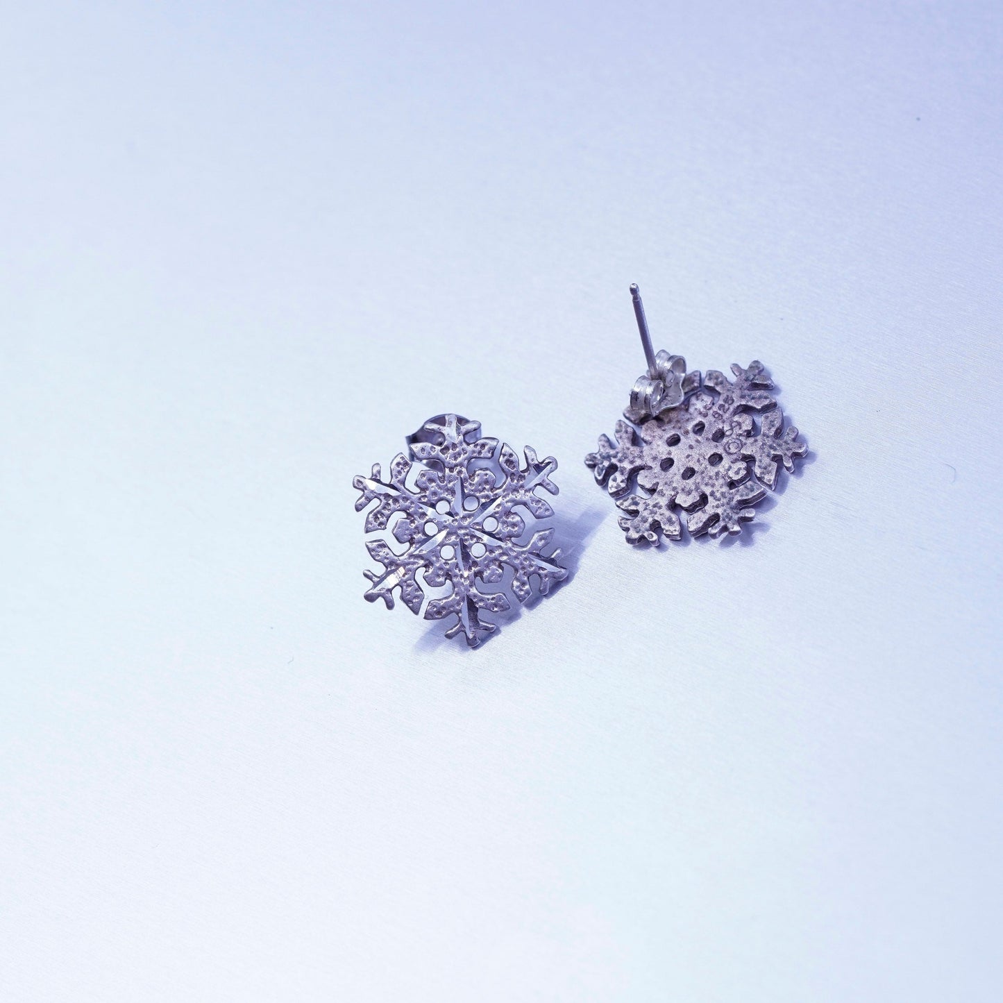 southwestern Shube Sterling 925 silver handmade earrings, matte snowflake studs