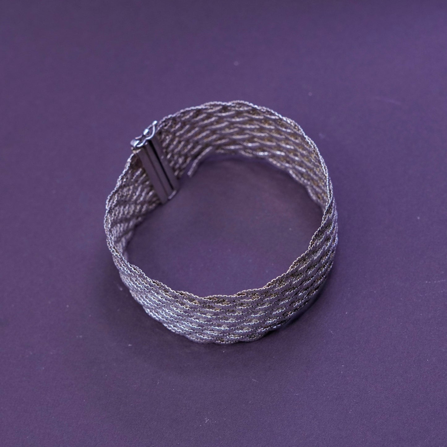 7.25”, Italy Sterling silver braided woven snake bracelet, 18 strands 925 chain