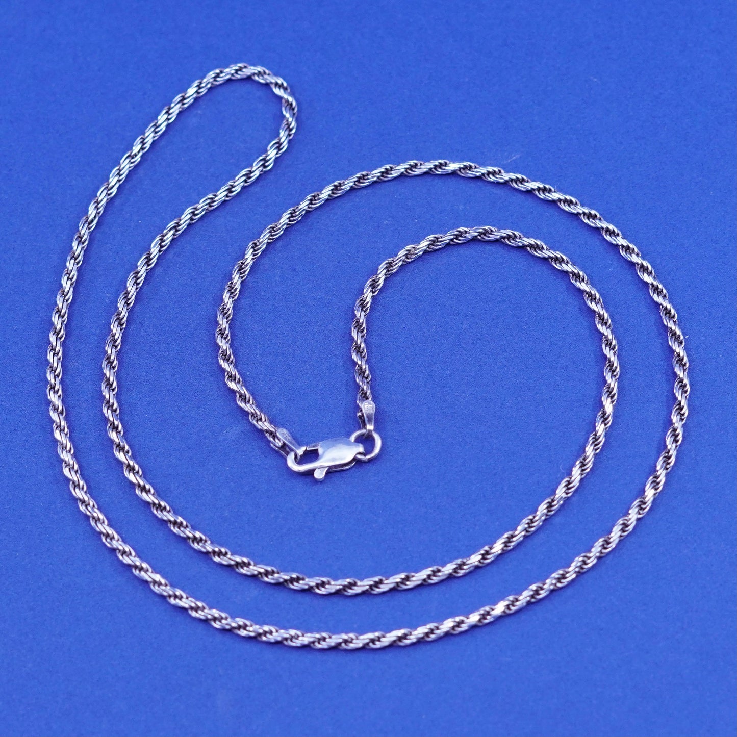24”, 2mm, vintage Italy Milor Sterling silver handmade necklace, 925 rope chain
