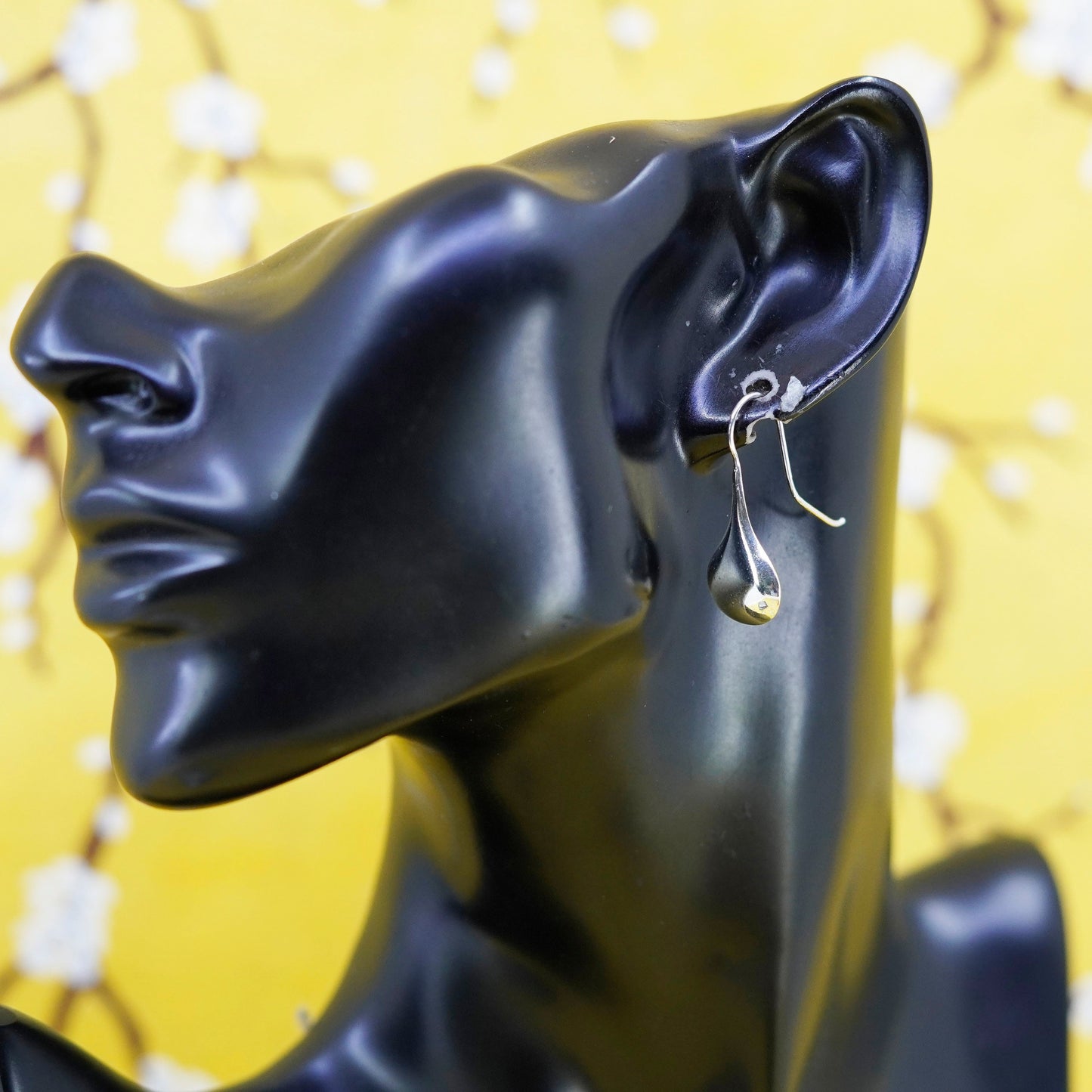 Vintage Sterling silver handmade earrings, 925 teardrop drops