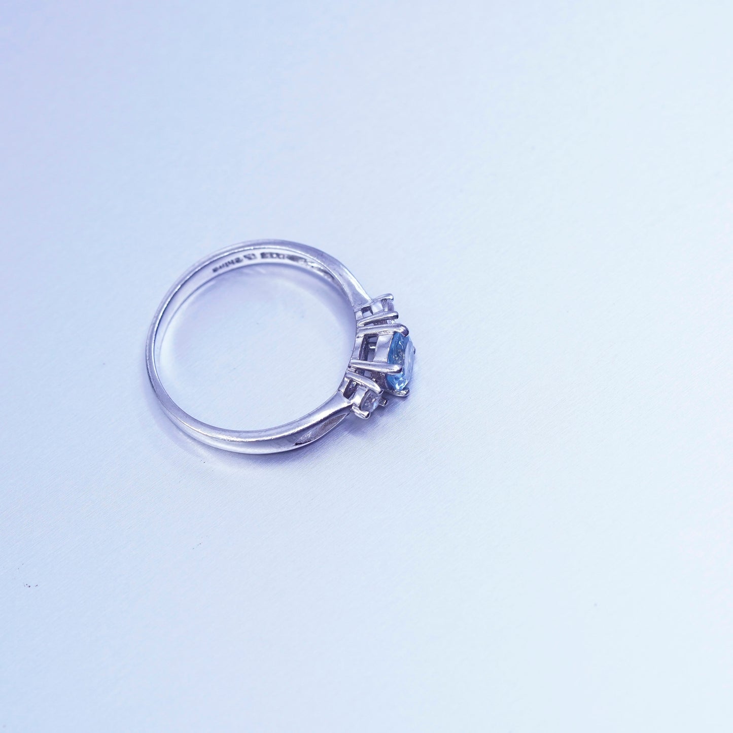Size 8.25, vintage Sterling 925 silver handmade ring with topaz