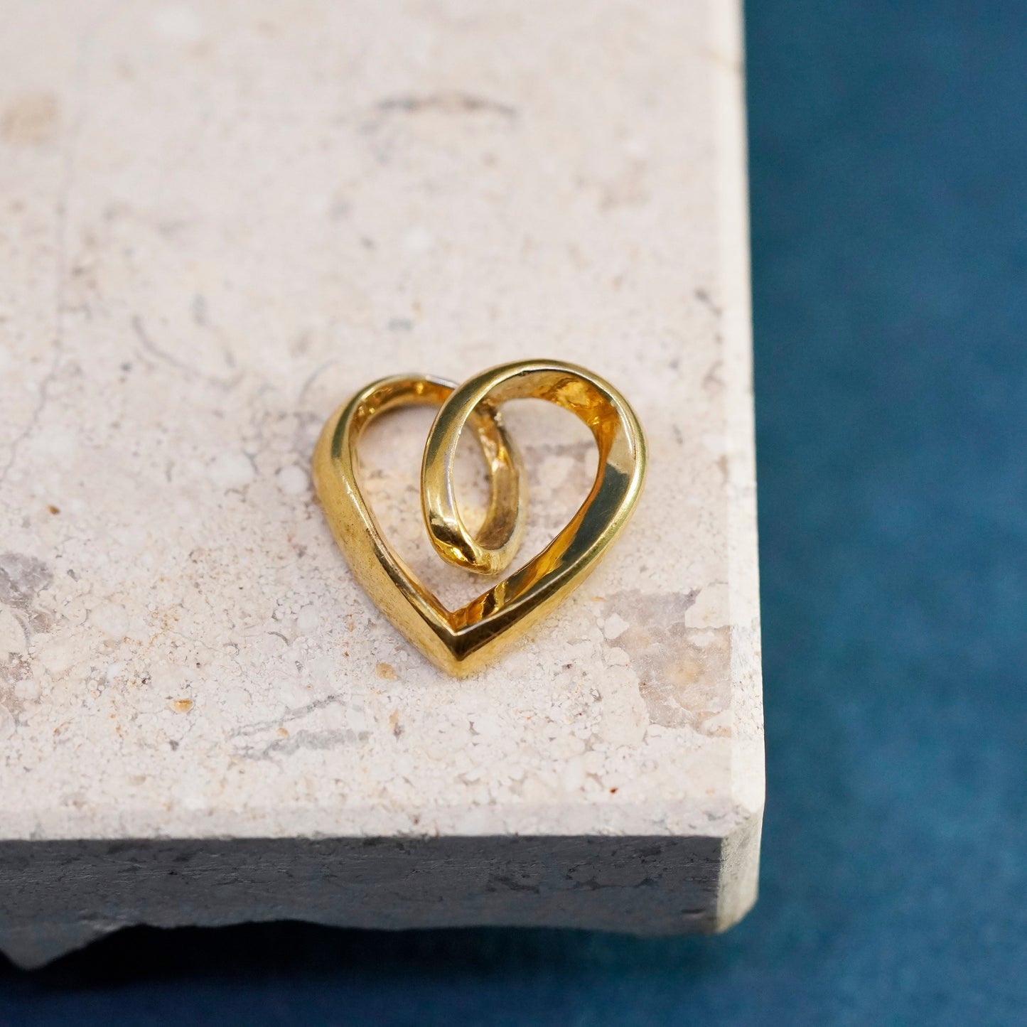 Vintage vermeil gold over Sterling silver handmade pedant, 925 heart