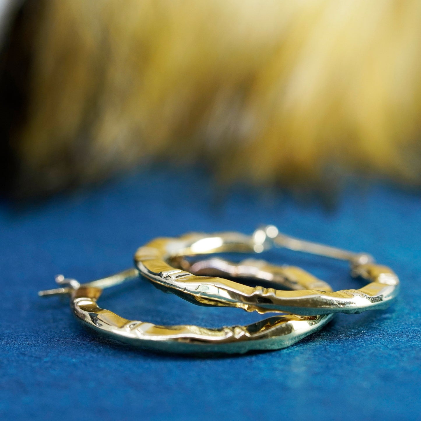 1”, vintage vermeil gold over Sterling silver handmade earrings, 925 hoops