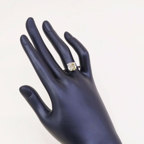 Sz 8.25, Vtg Sterling Silver handmade Ring, 925 Silver W/ Cushion Cut citrine