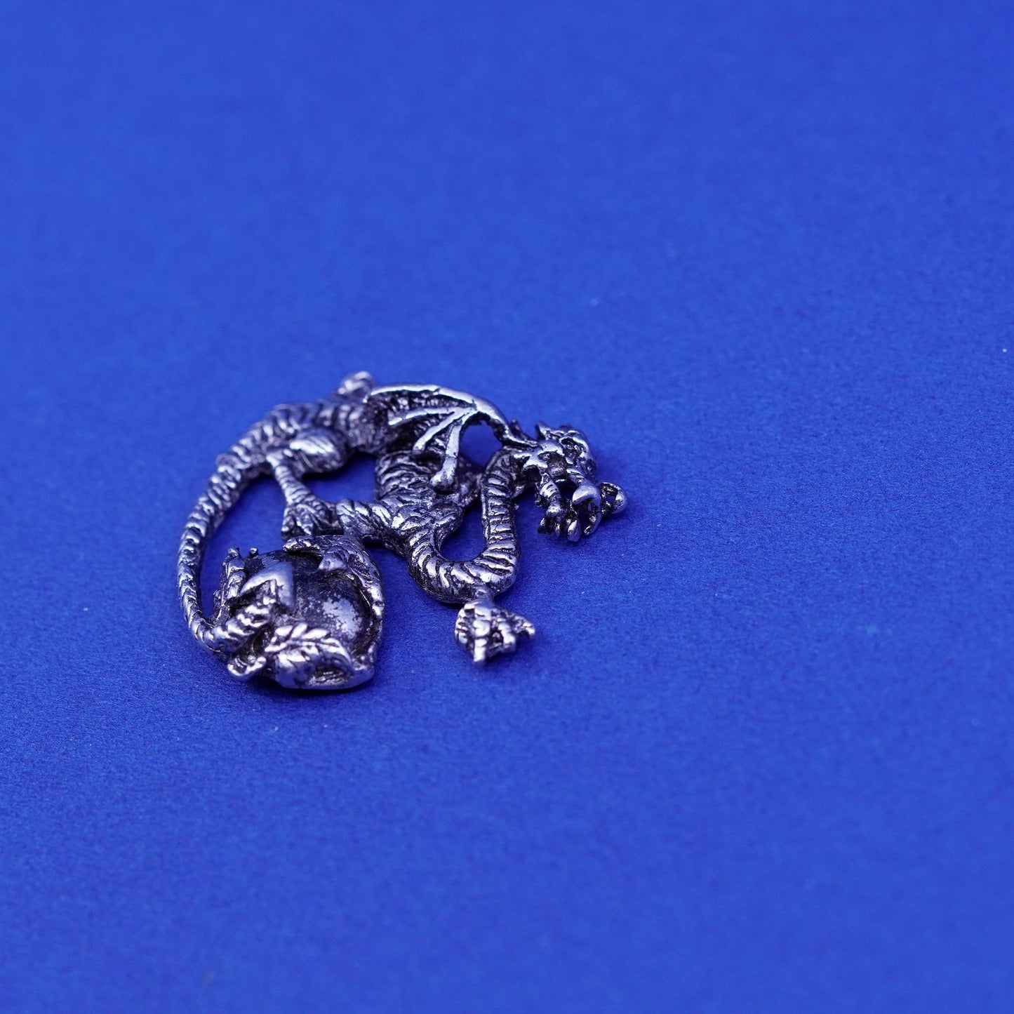 Vintage new leaf sterling silver handmade pendant, 925 dragon charm