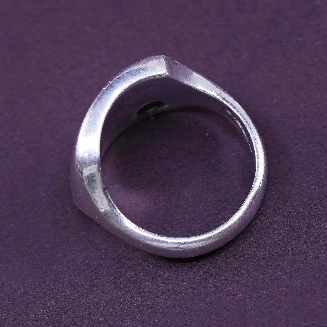 Size 6, vintage JAD Sterling silver ring, Modern 925 statement ring w/ jade