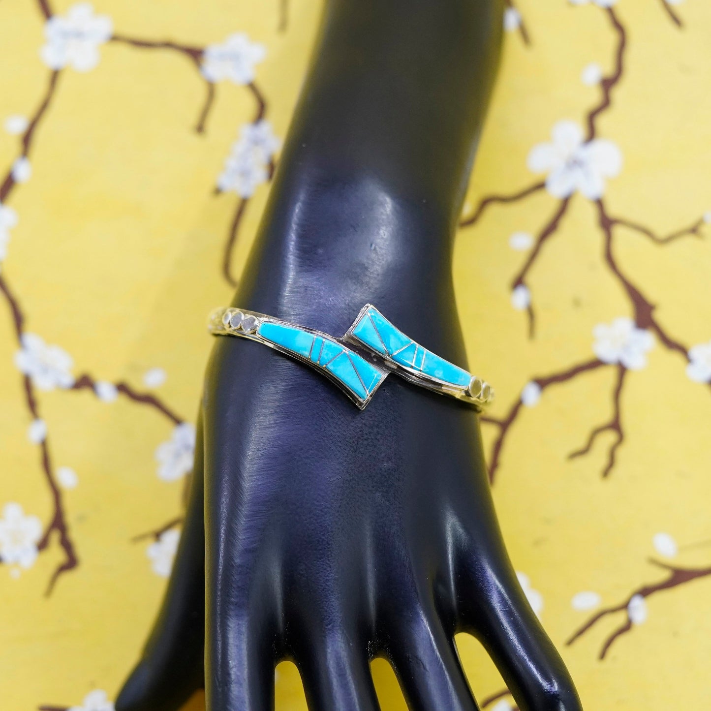 6.5”, Navajo Sterling silver bracelet, Native American 925 cuff turquoise