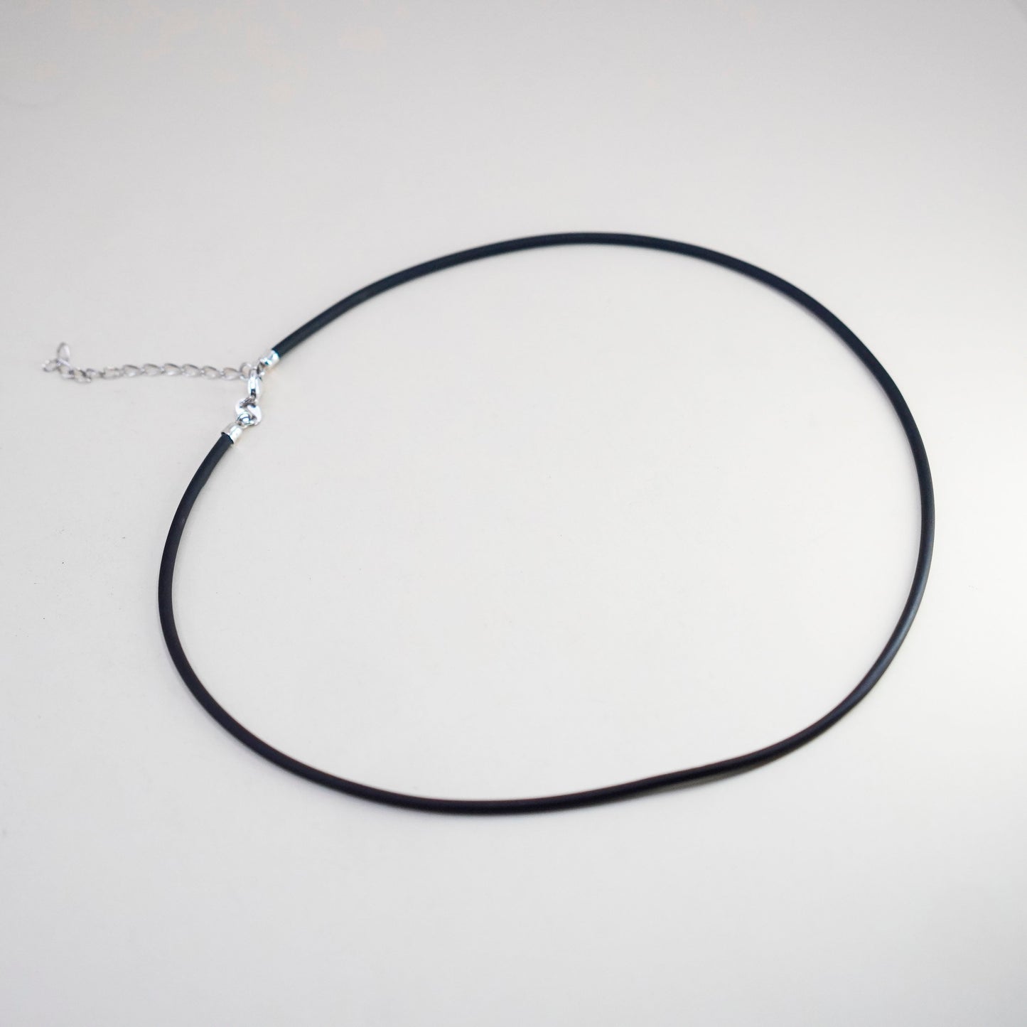 19+2”, Vtg Sterling 925 Silver Clasp W/ black rubber Necklace