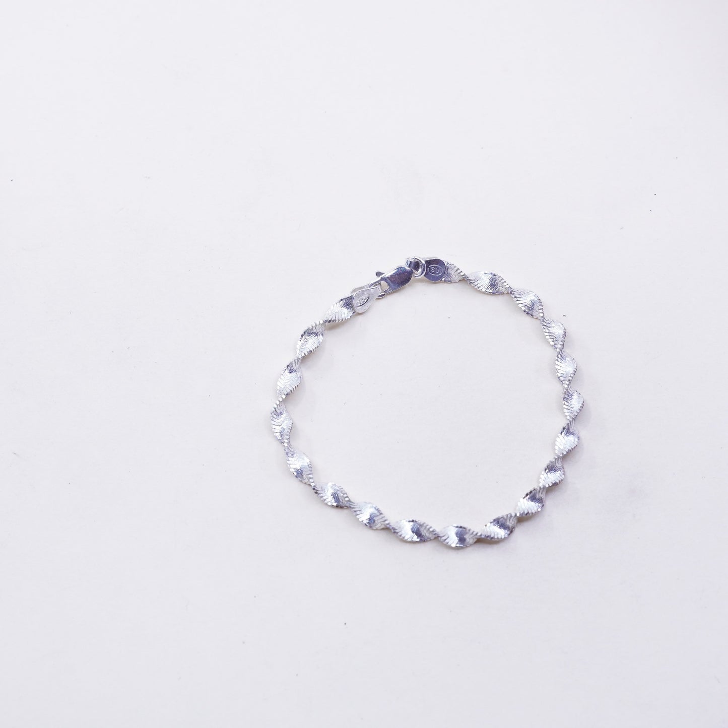 6.75”, 5mm, Vintage sterling silver bracelet, twisted curb link bracelet
