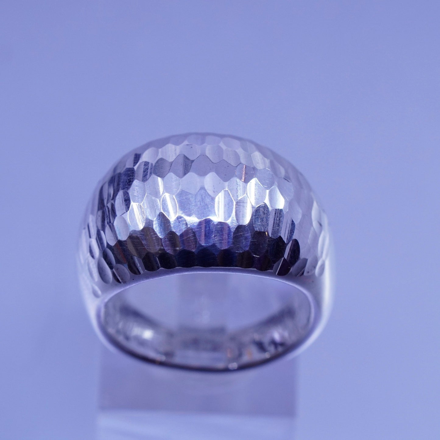 Size 8.25, vintage Italy Sterling 925 silver ring, hammered band