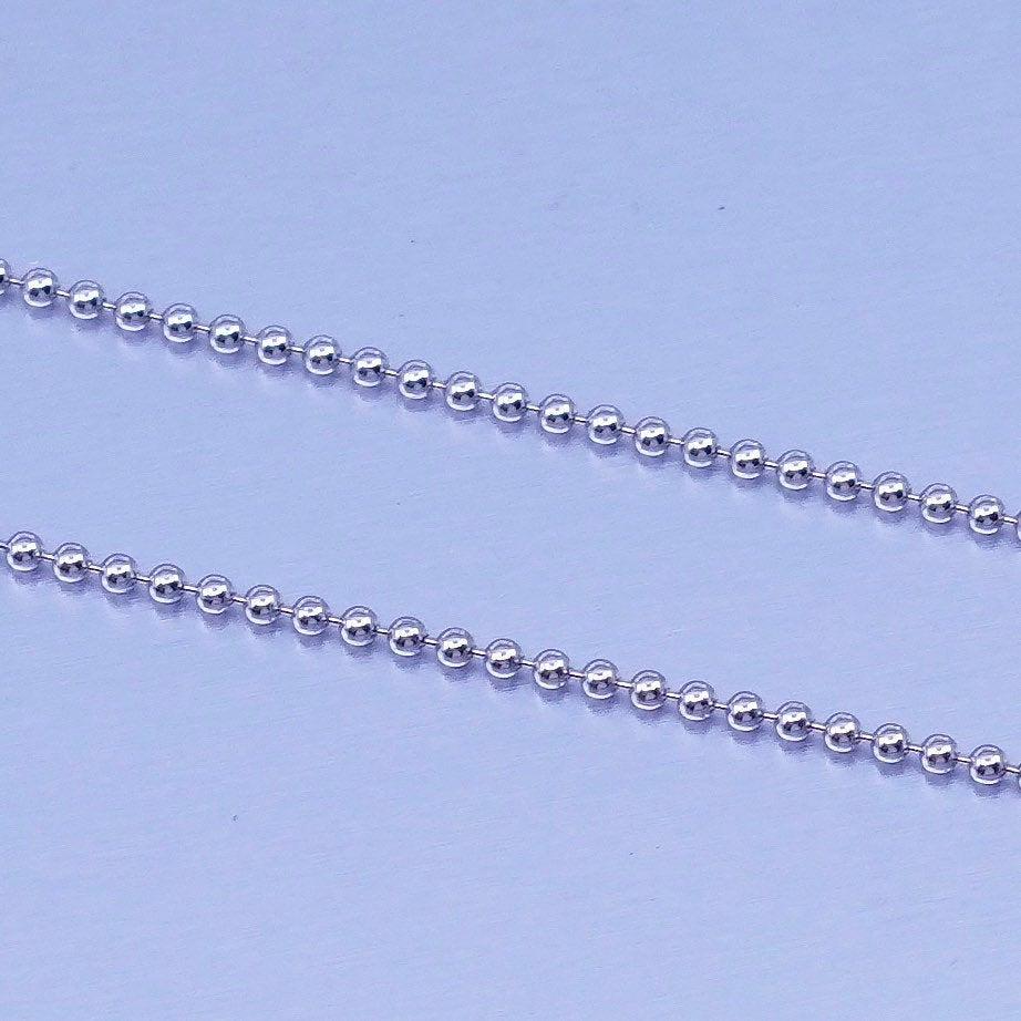 18” 1mm, vintage Italy Sterling 925 silver bead chain necklace