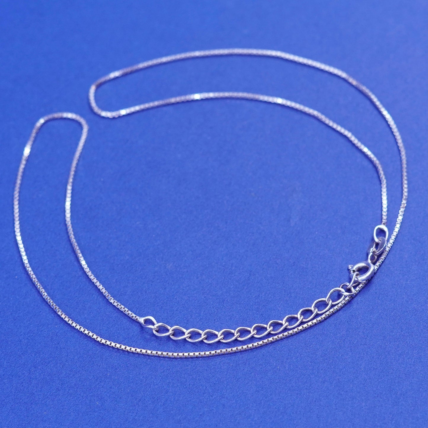 16+2”, 1mm, vintage Sterling silver necklace, 925 box chain