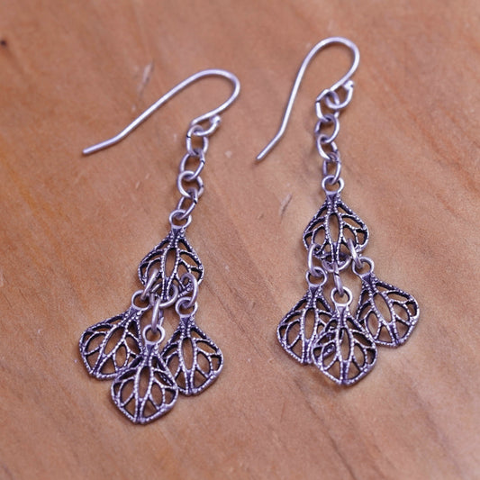 Vintage Sterling silver handmade earrings, 925 Filigree teardrops