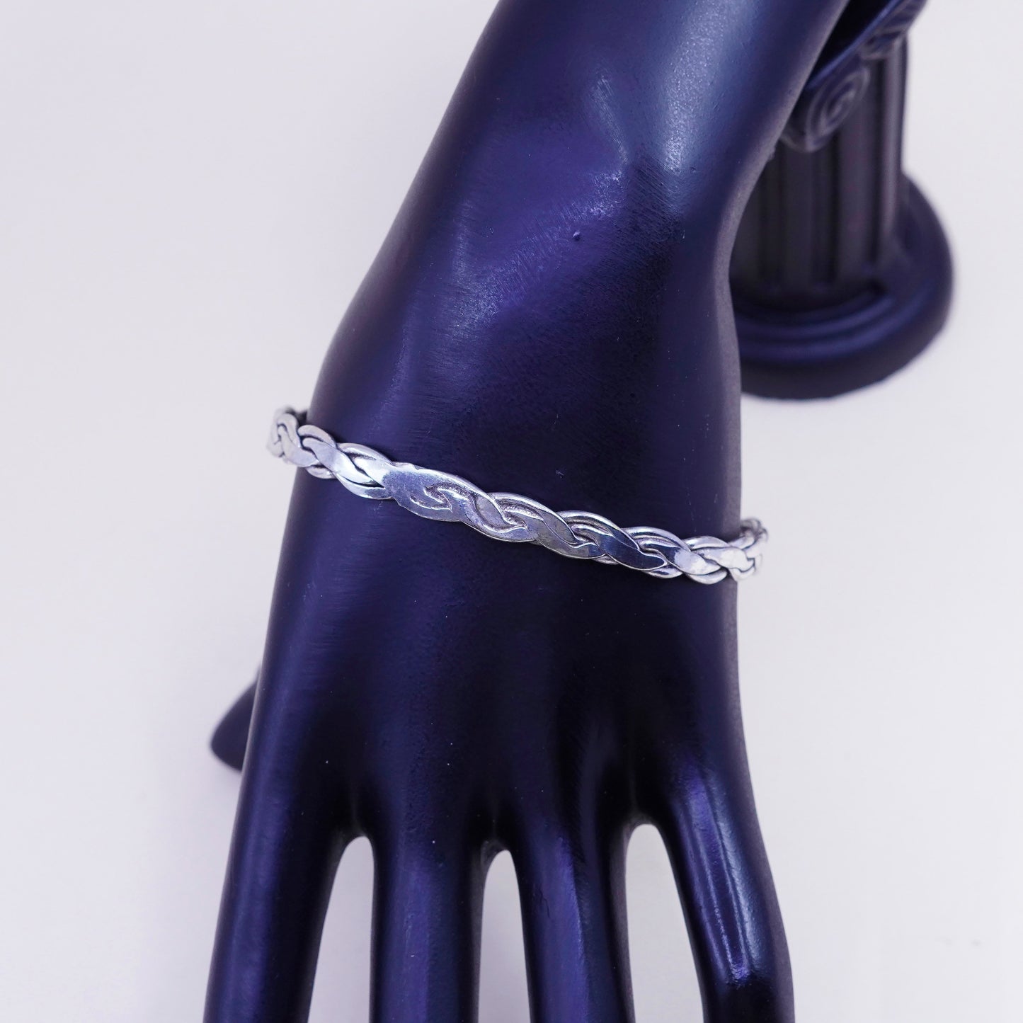7.75” 5mm, Vintage sterling silver handmade bracelet, 925 cable bangle